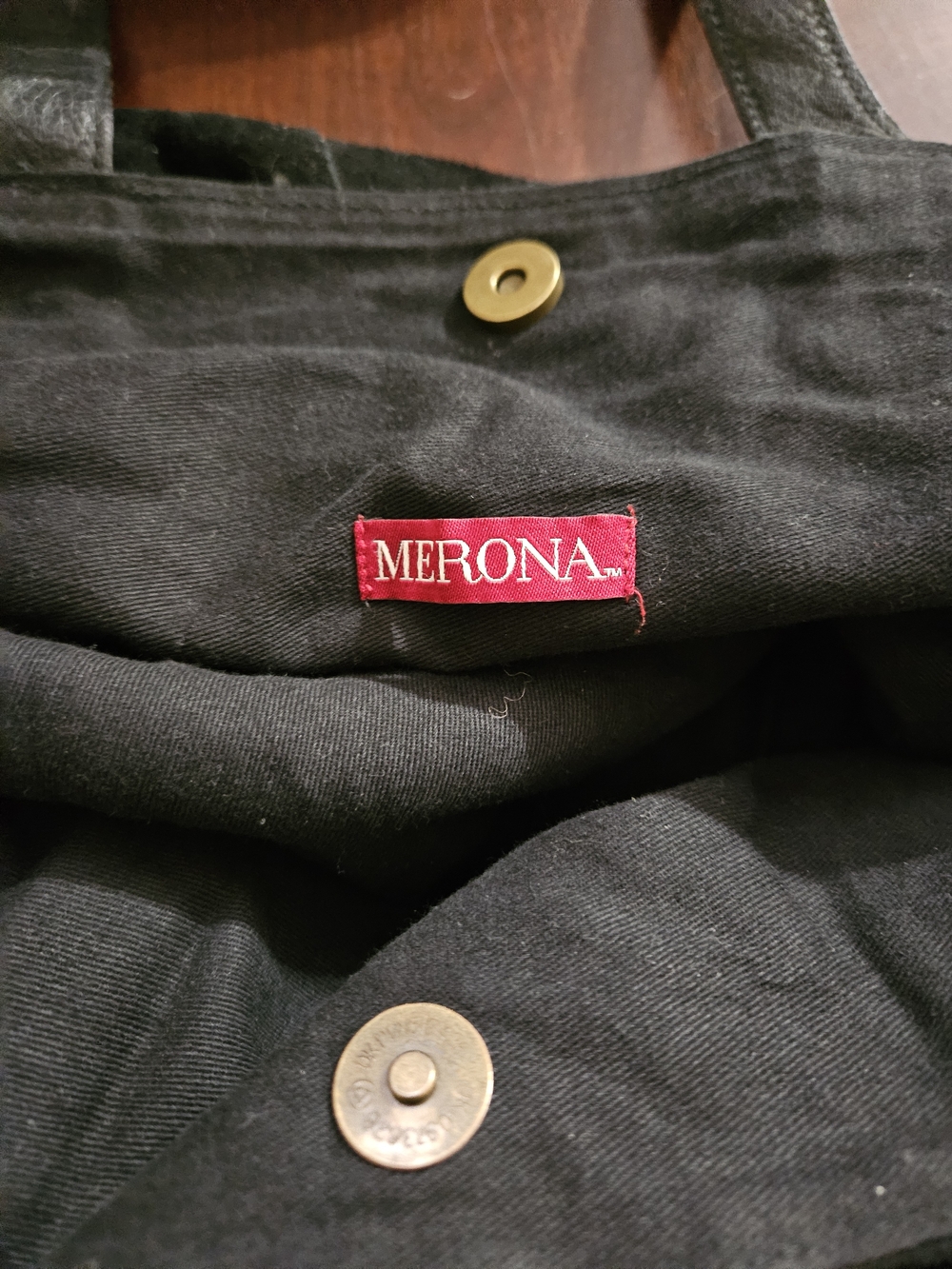 Merona Black Canvas Tote with Brass Snap - Picture 2 of 3